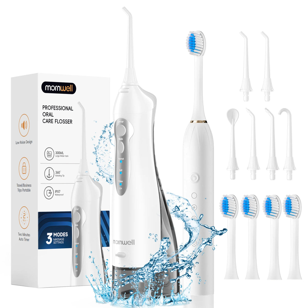 Portable Cordless Water Flosser and Electric Toothbrush Combo