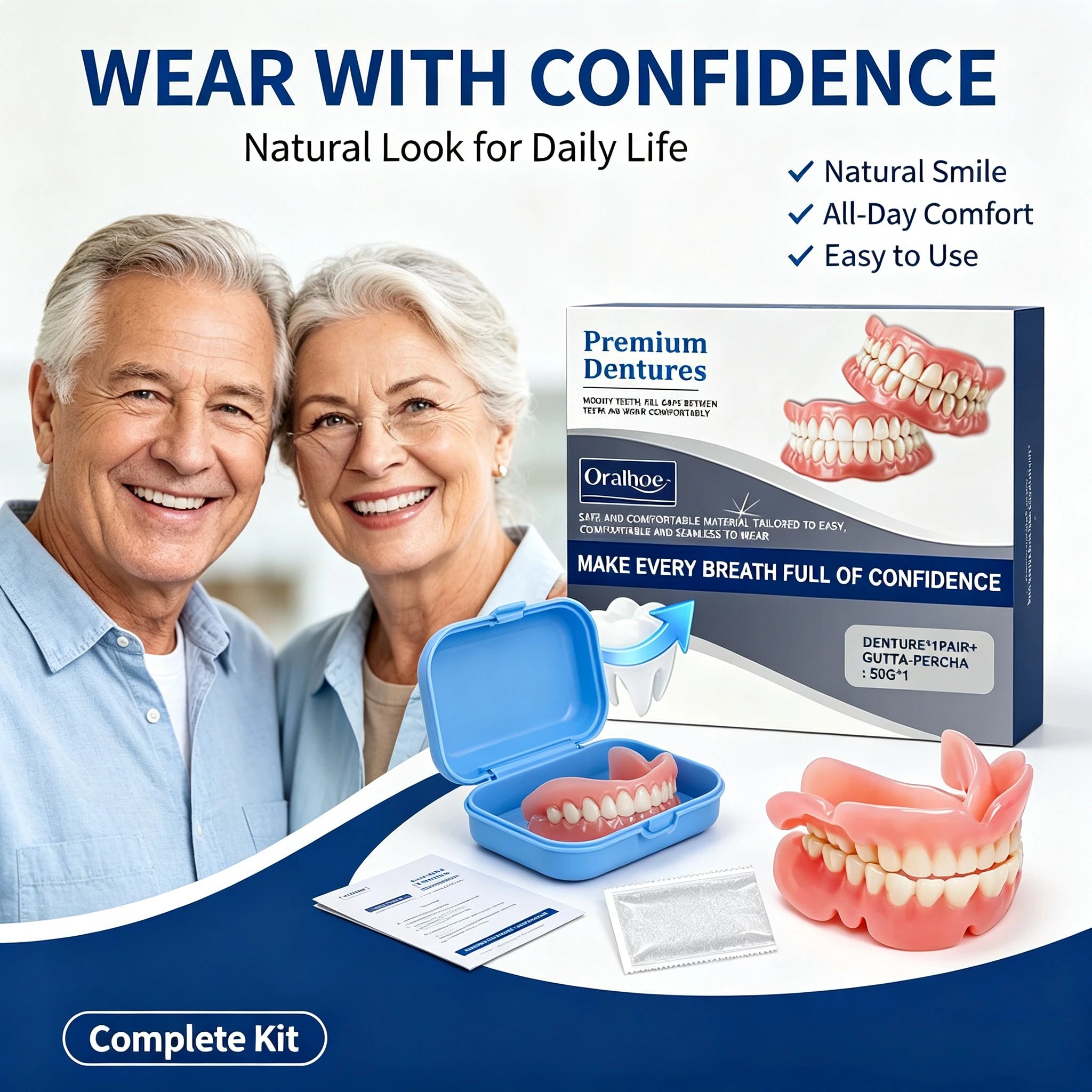 Comfort Fit Silicone Snap-On Dentures for Natural Smile - 4