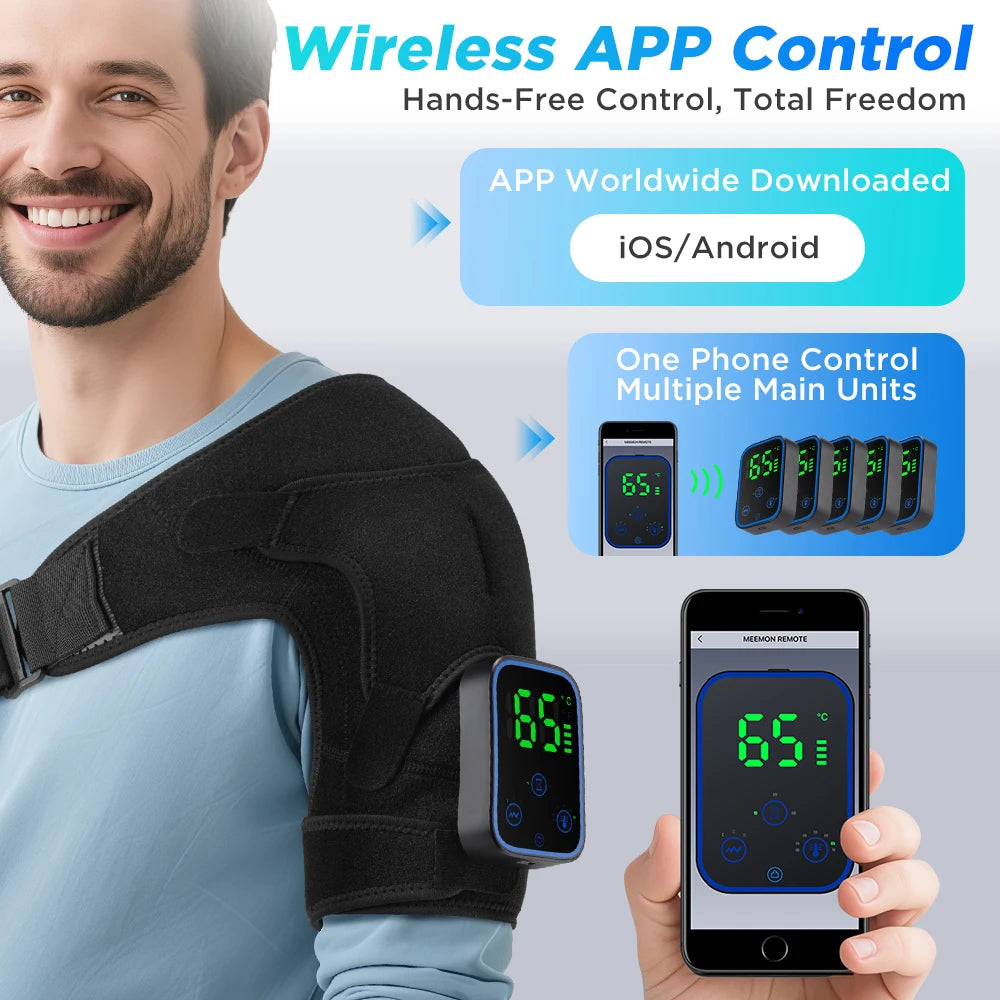 Cordless Heated Shoulder Massager with Vibration and App Control