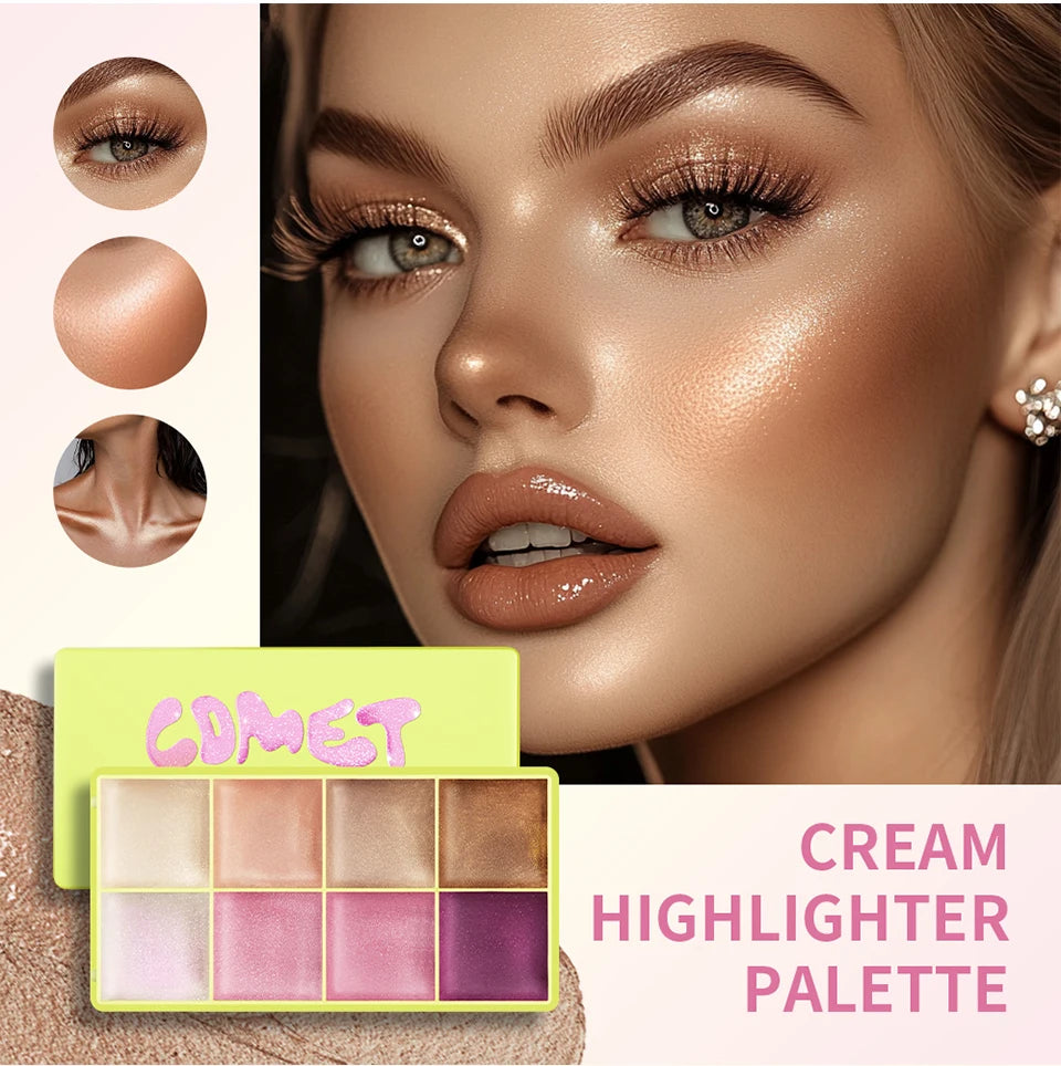 8-Color Cream Highlighter and Blush Makeup Palette