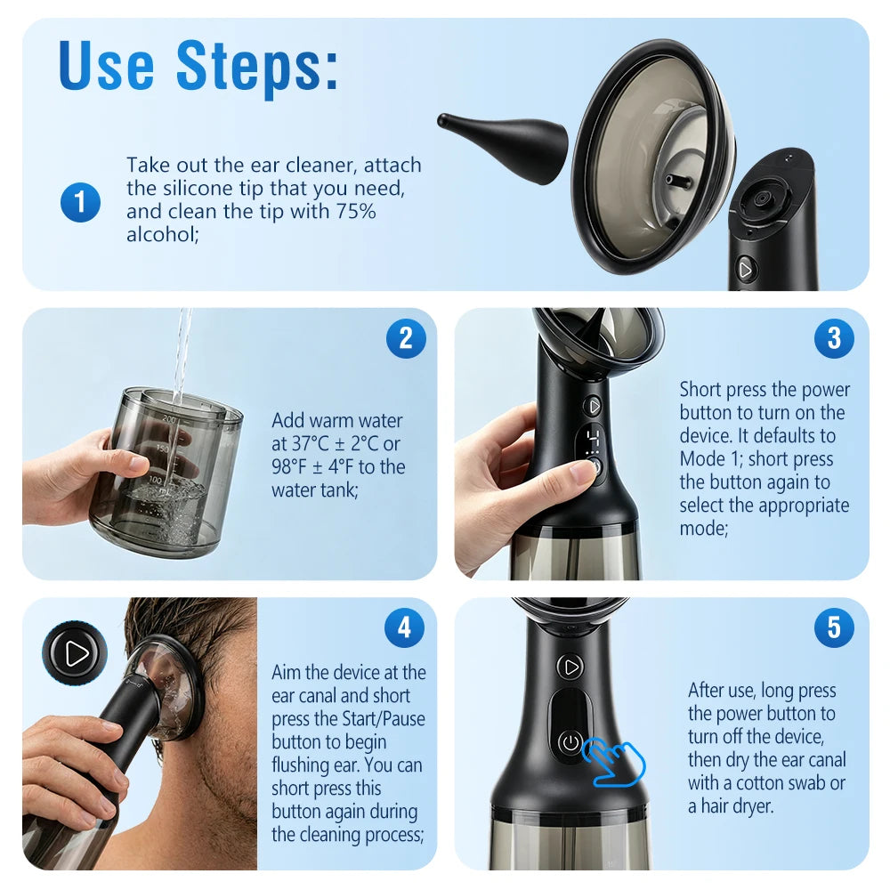Electric Ear Wax Removal Irrigator with Dual Tank System - 13