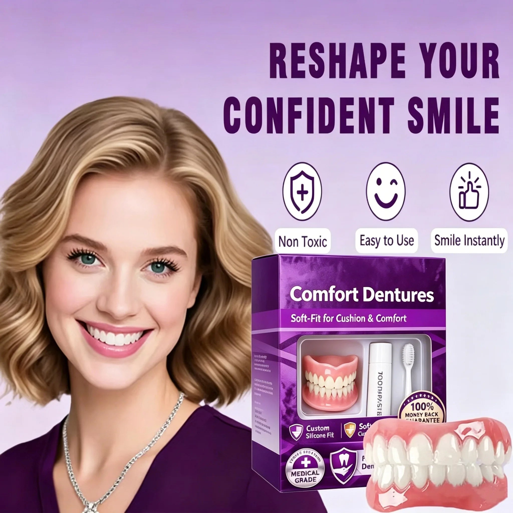 Instant Cosmetic Smile Teeth Whitening Veneers Upper and Lower Set