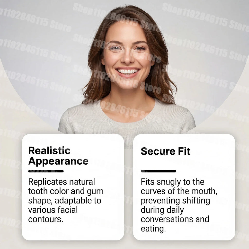 Realistic Cosmetic Denture Set with Mirror Storage Case