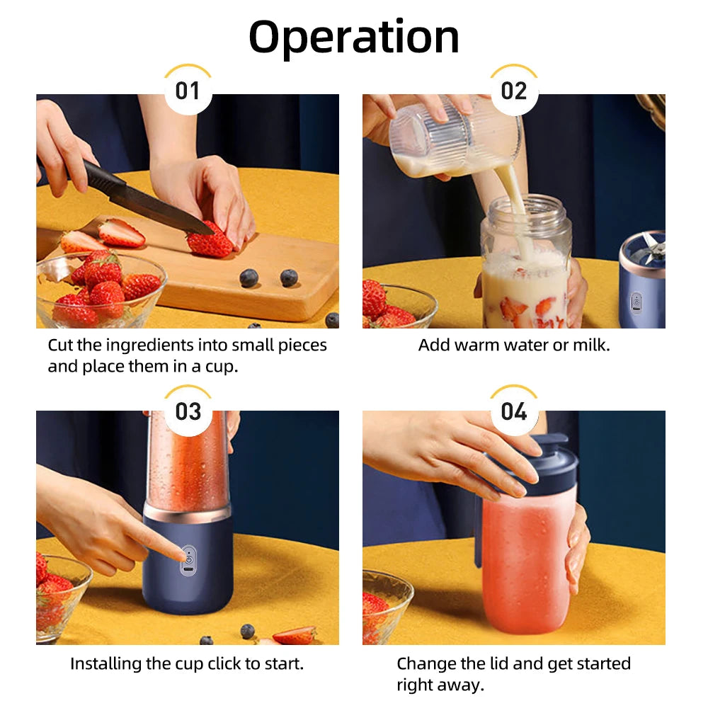 Portable Wireless Electric Fruit Blender and Juicer Cup