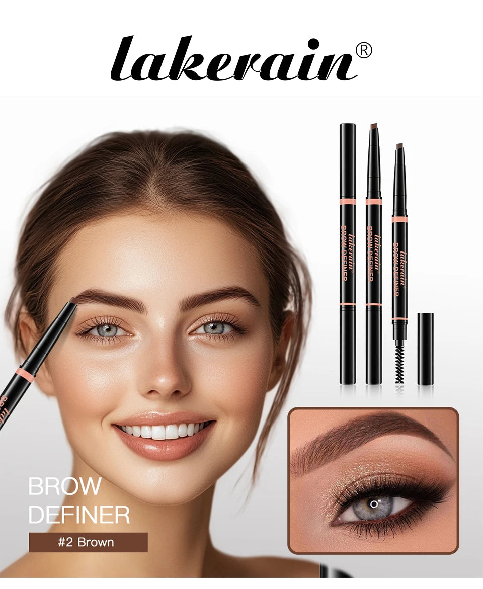 Waterproof Triangular Tip Eyebrow Pencil with Grooming Brush