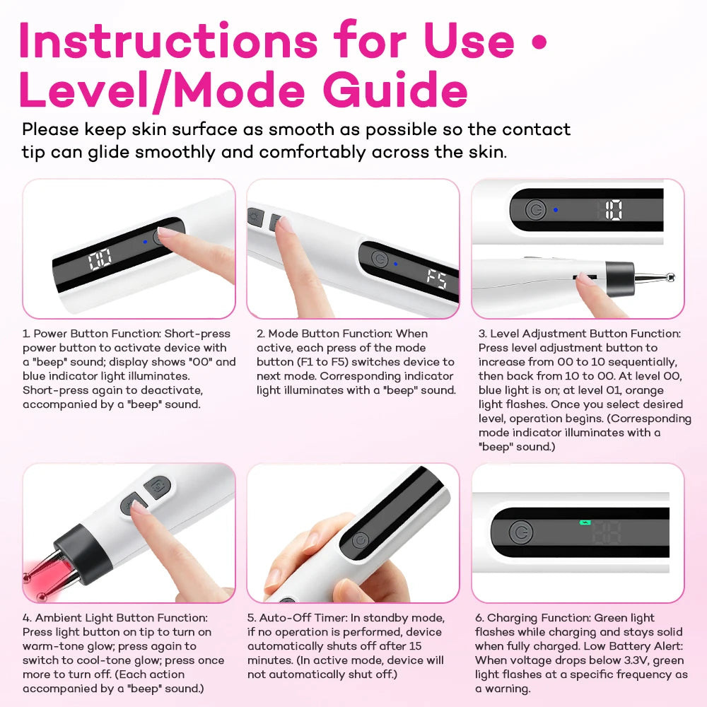 Electric Double-Head Meridian Massage Pen for Body Relaxation