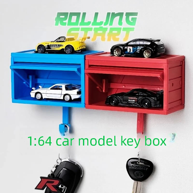 1:64 Scale Model Car Garage Wall Key Holder with Display Shelf