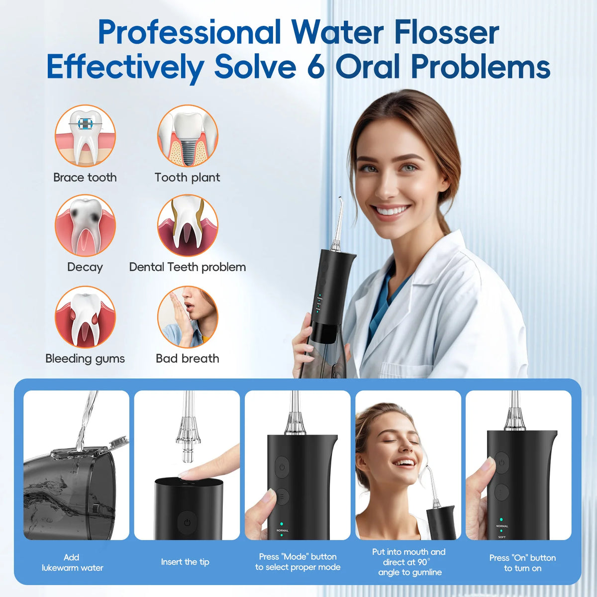 Electric Water Flosser and Sonic Toothbrush Oral Care Kit