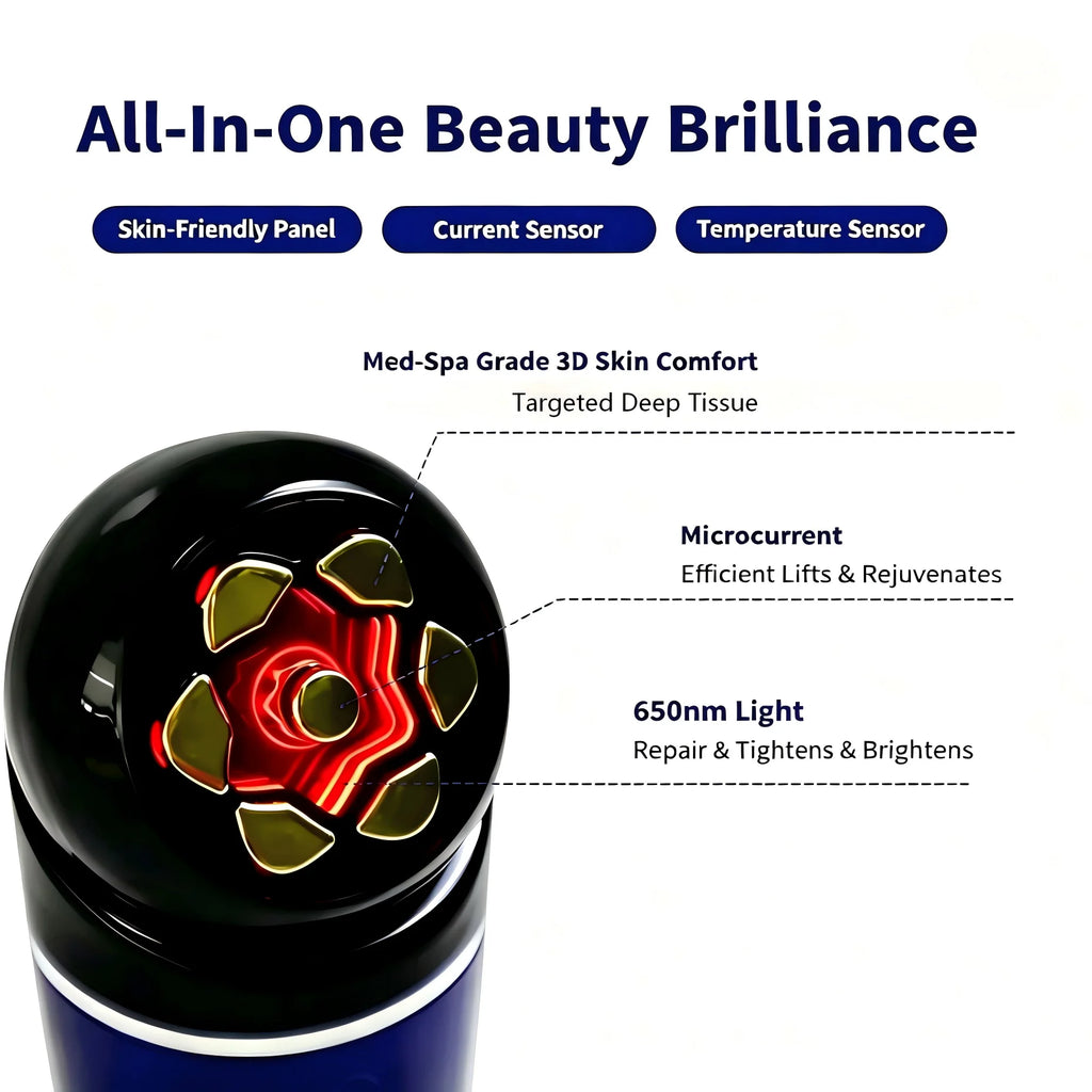 3-in-1 LED Facial Massager for Skin Tightening and Rejuvenation