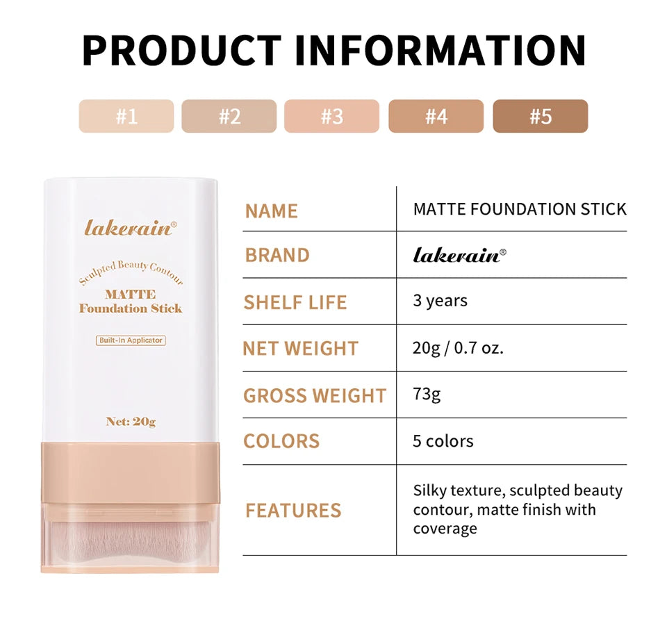 Matte Foundation Stick with Built-in Blending Brush