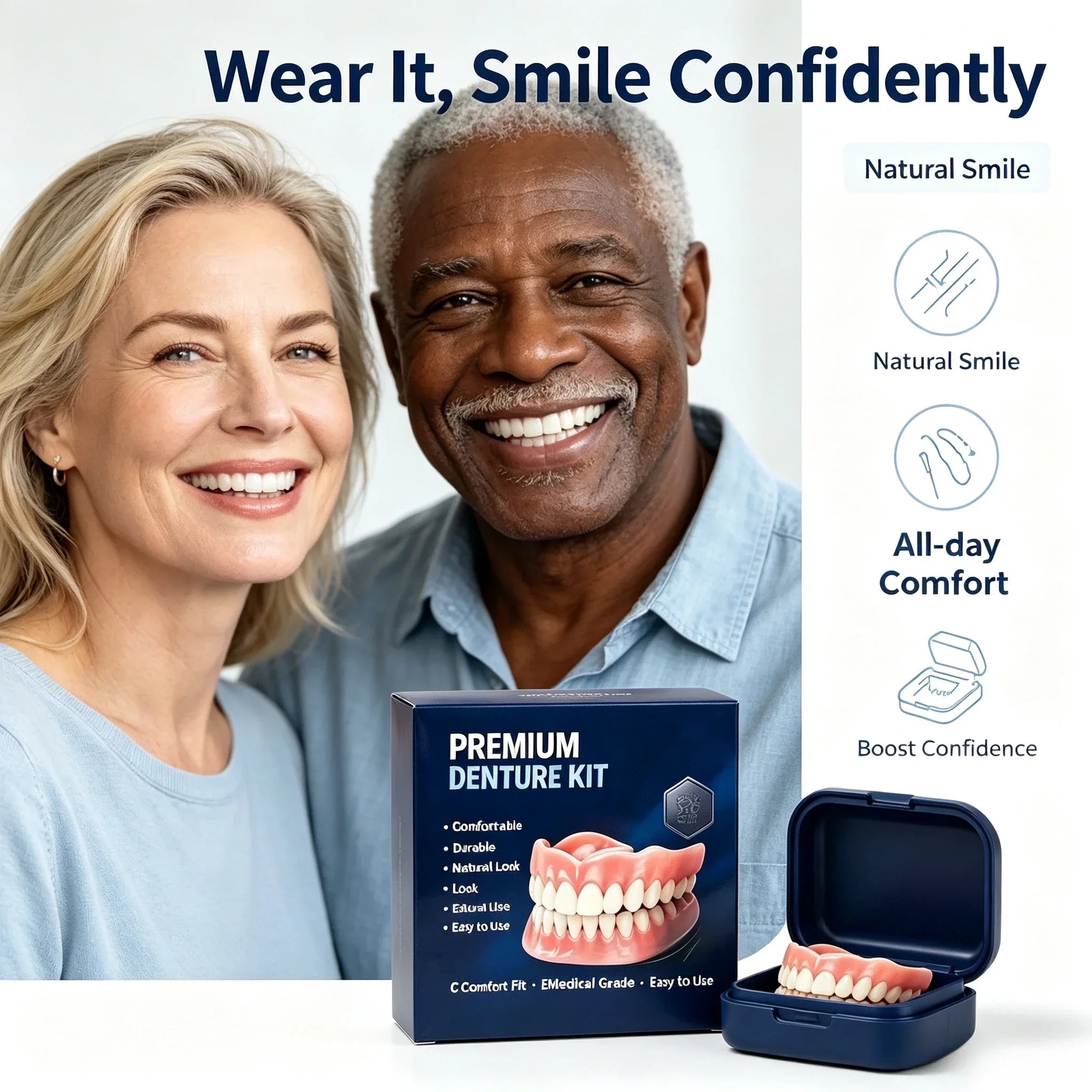 Custom Fit Moldable Silicone Denture Set for Instant Smile - 9