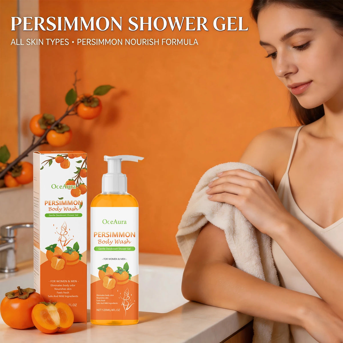 Persimmon Exfoliating Body Wash and Odor Neutralizing Shower Gel