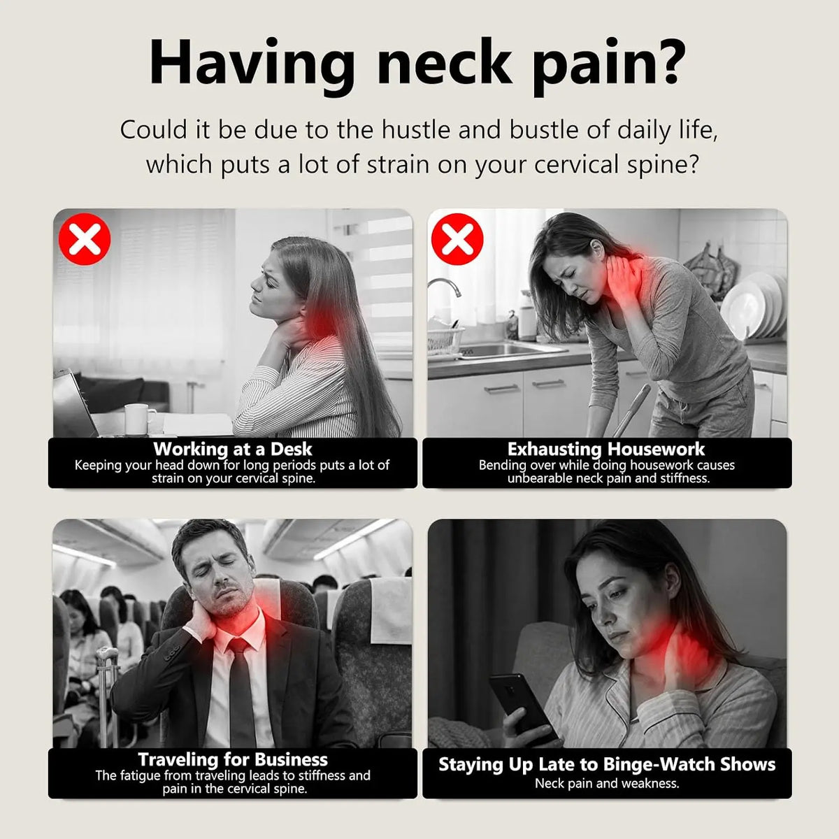 4-in-1 Rechargeable Neck Massage Pillow with Cervical Traction