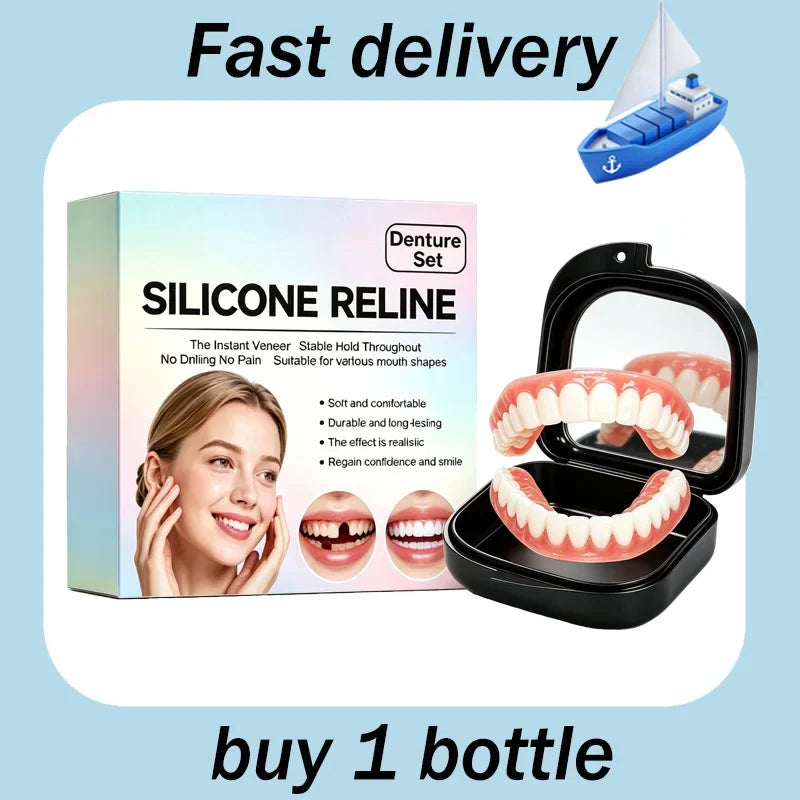 Realistic Cosmetic Denture Set with Mirror Storage Case