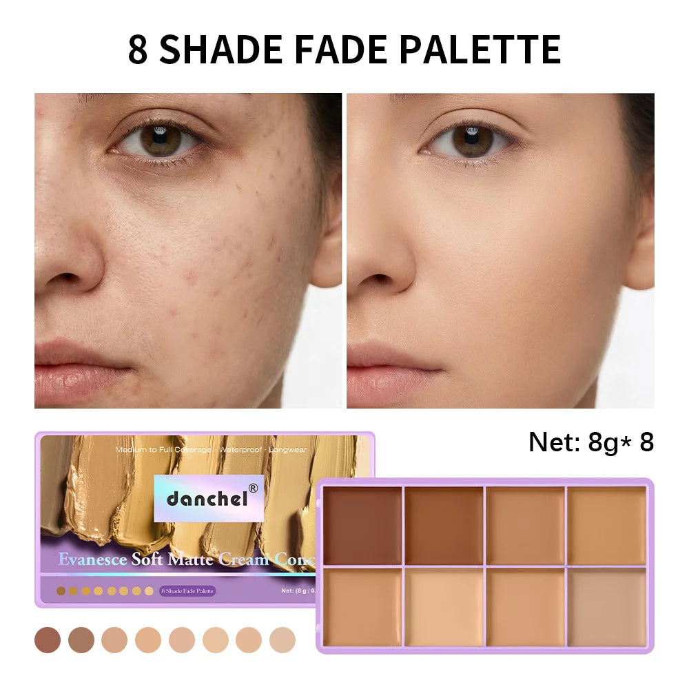 8-Shade Matte Cream Concealer Palette for Full Coverage - 2