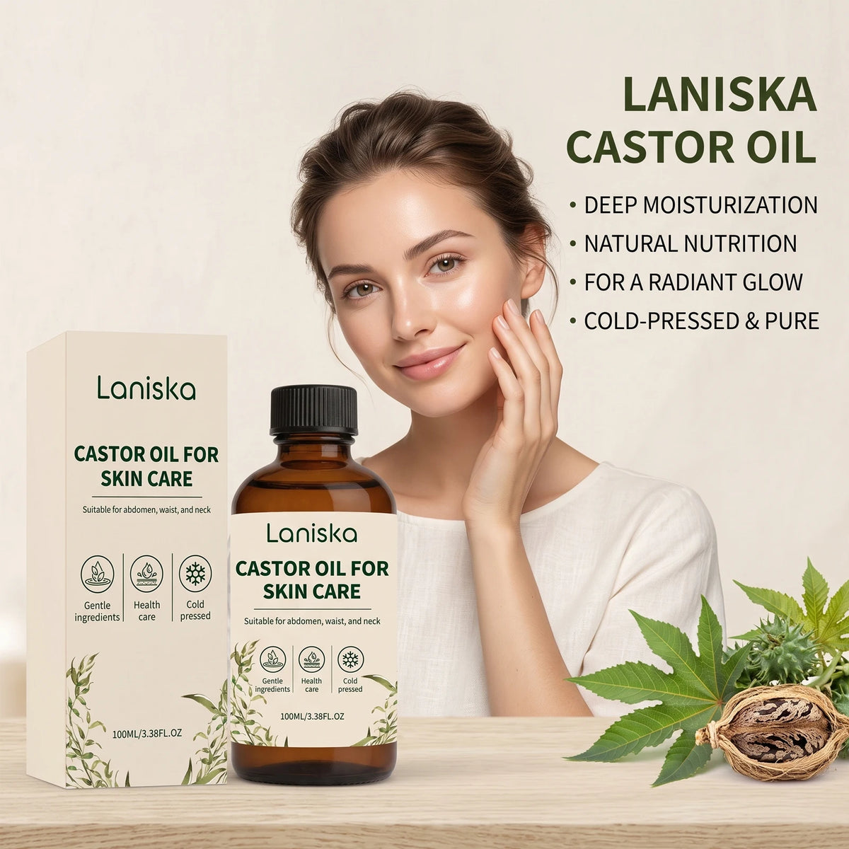 Cold Pressed Castor Oil for Body Skin Hydration and Massage