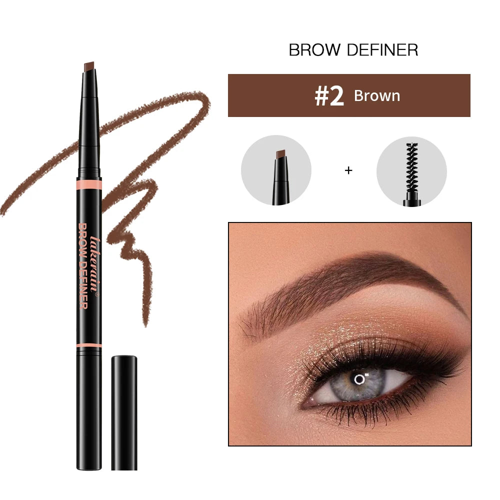Waterproof Triangular Tip Eyebrow Pencil with Grooming Brush - 23