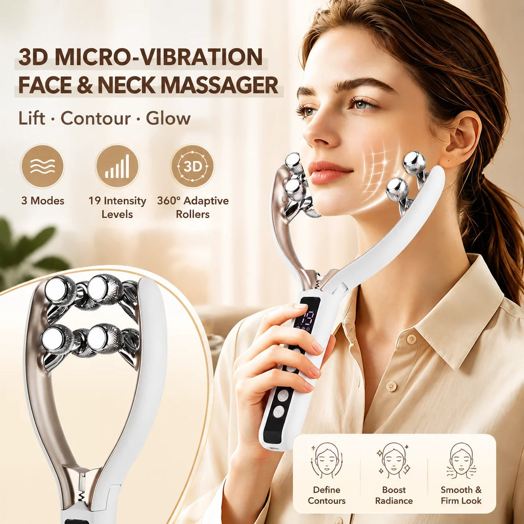 Microcurrent V-Shape Facial and Neck Lifting Roller Massager
