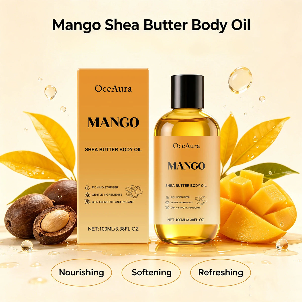 Mango Shea Butter Nourishing Body Oil for Dry Skin