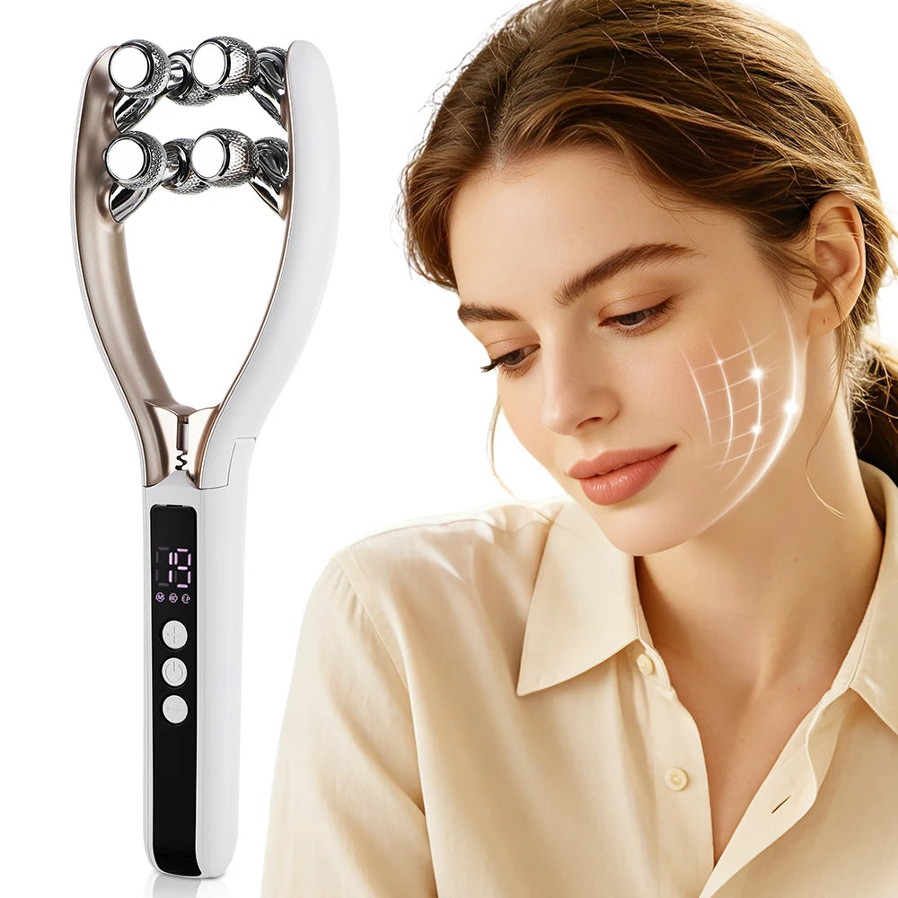 Microcurrent V-Shape Facial and Neck Lifting Roller Massager