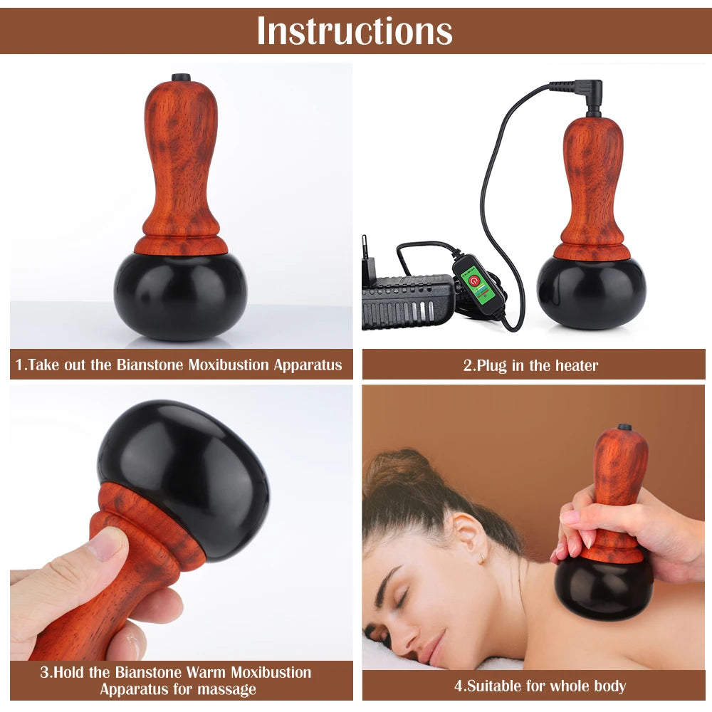 Electric Heated Bianstone Gua Sha Massager for Body and Face