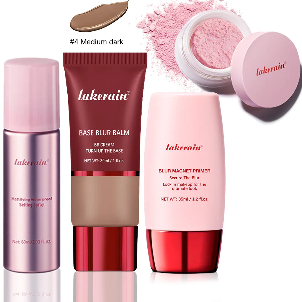 4-Piece Matte Makeup Setting and Blurring Face Base Set