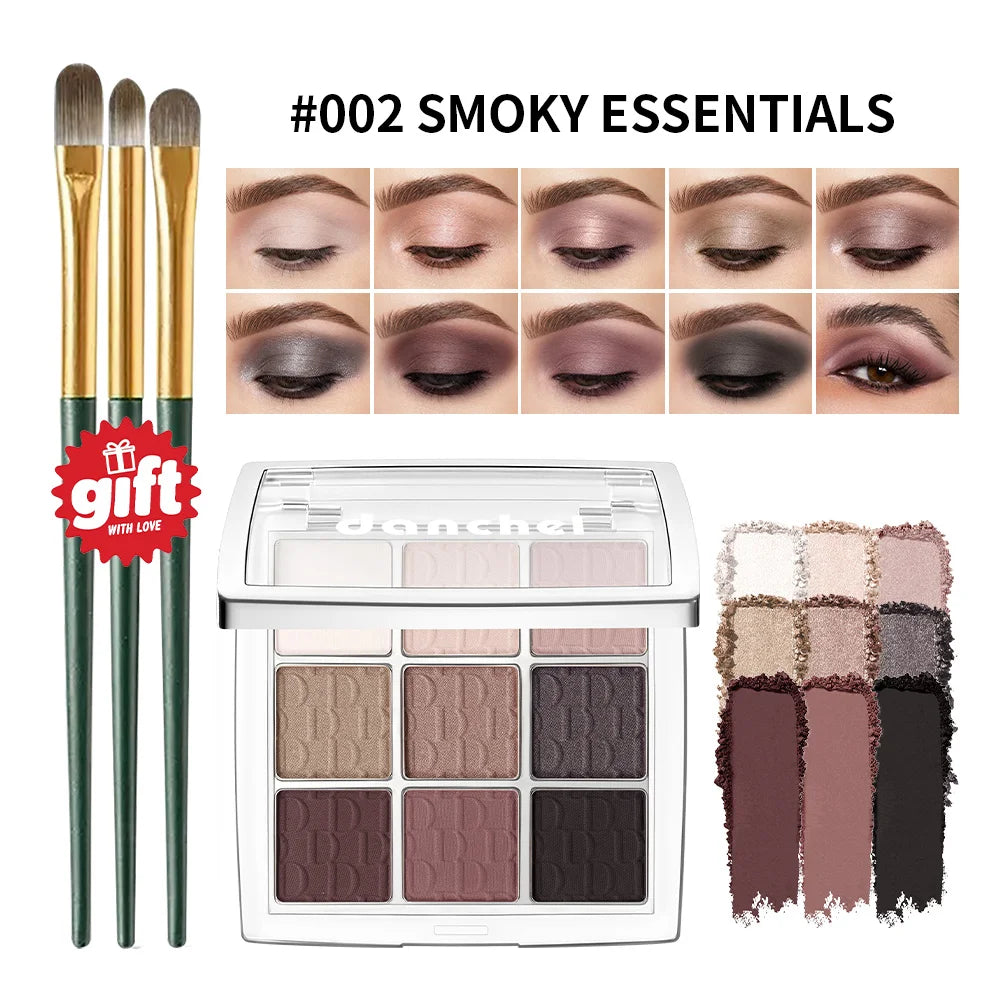 9-Color Beginner Friendly Eyeshadow Palette with Brush - 21