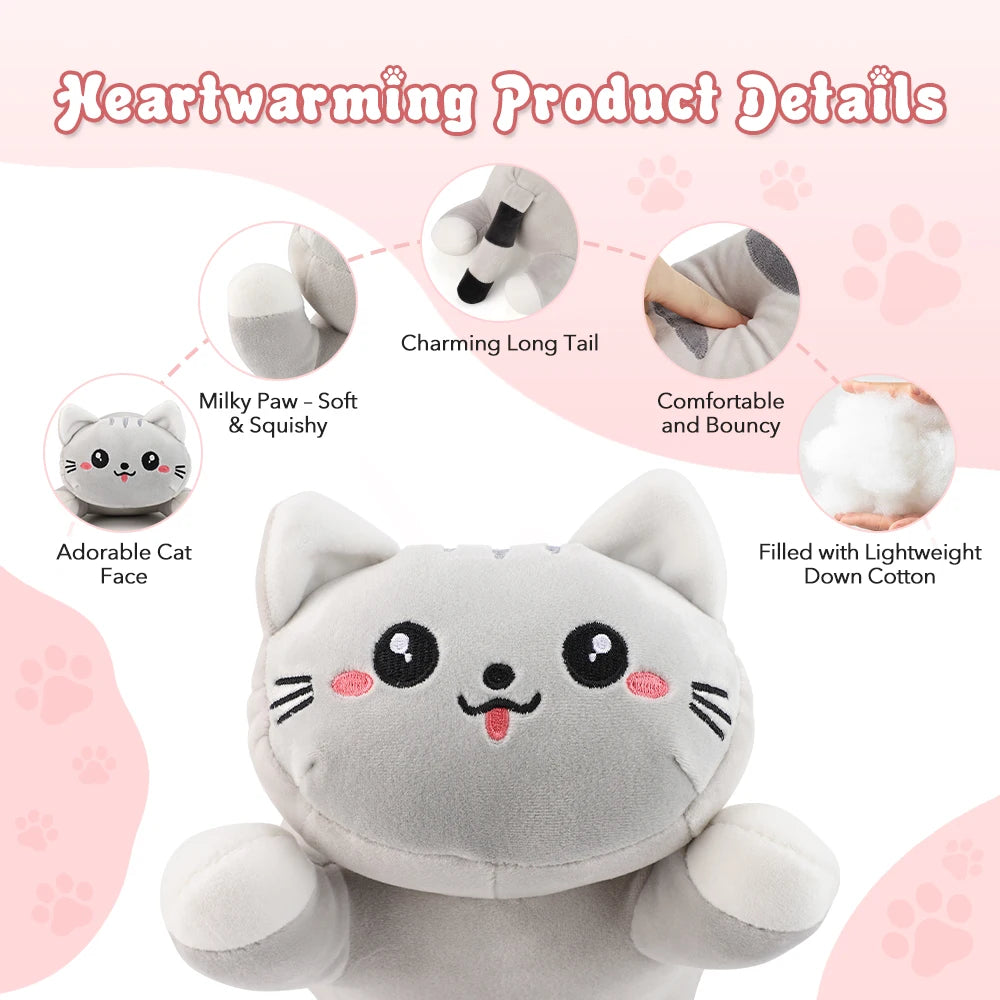 USB Heated Cat Plush Pillow for Pain Relief and Relaxation