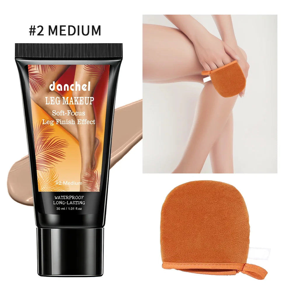Waterproof Leg Foundation and Body Makeup with Application Glove