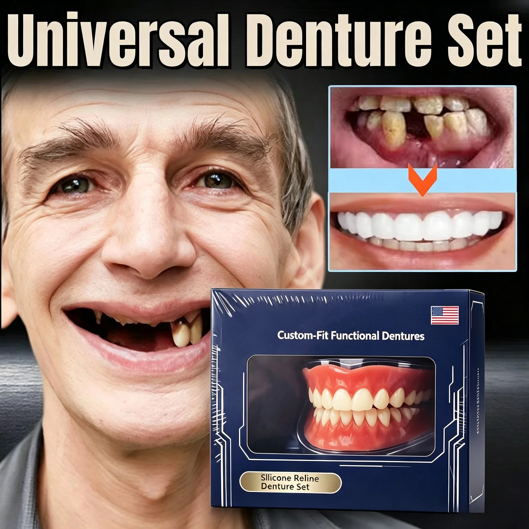 Custom-Fit Silicone Denture Set for Natural Smile and Comfort - 2