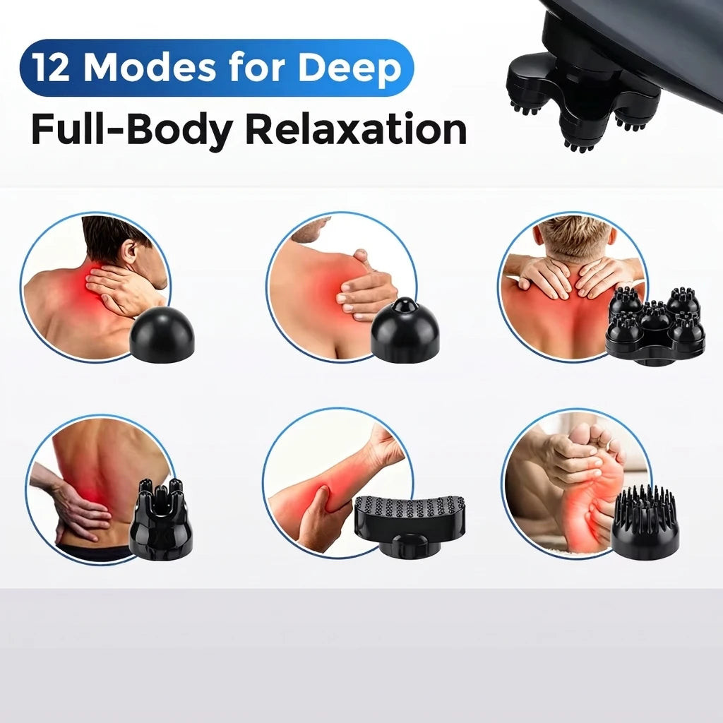 Electric Handheld Percussive Body Massager with 6 Attachments