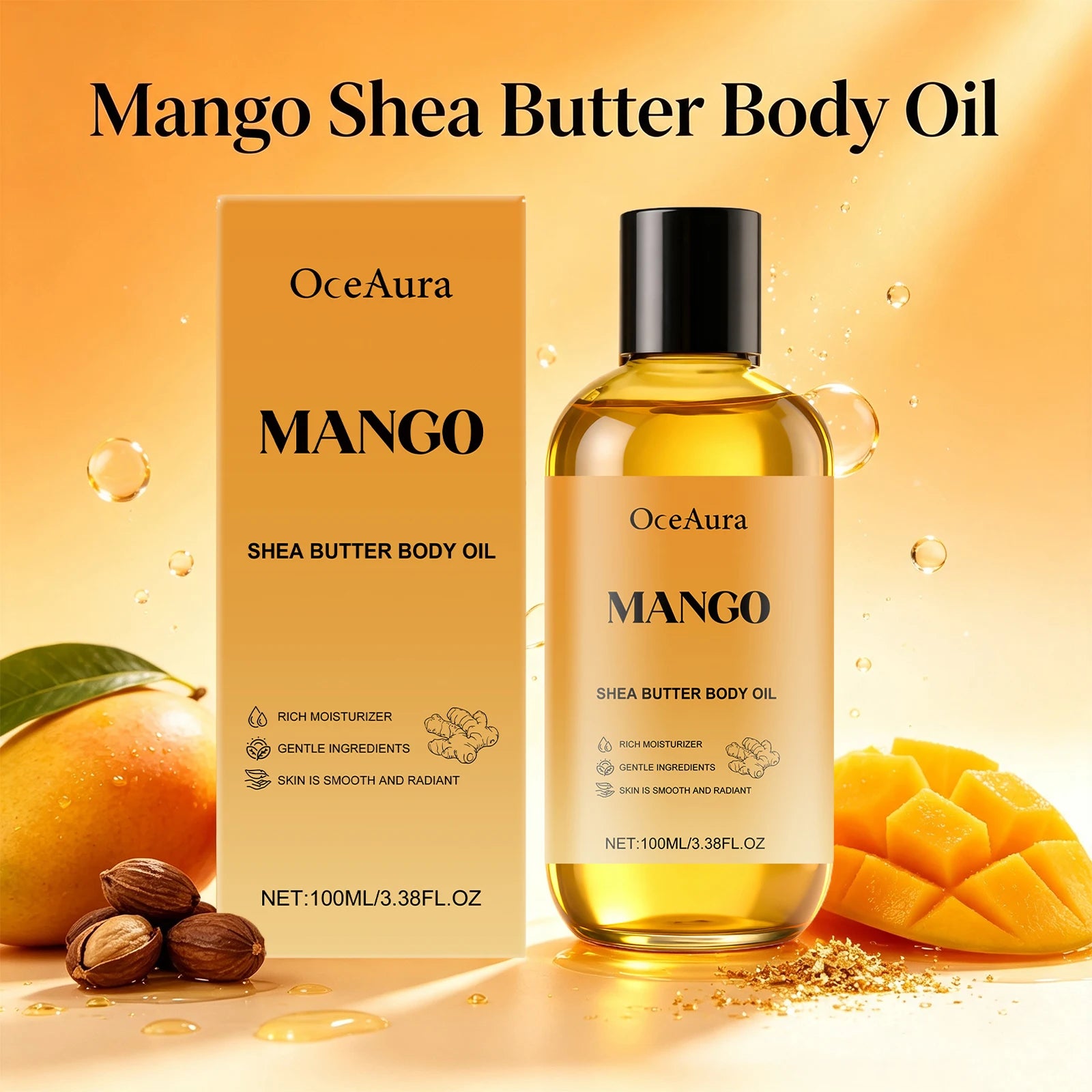 Mango Shea Butter Nourishing Body Oil for Dry Skin - 6