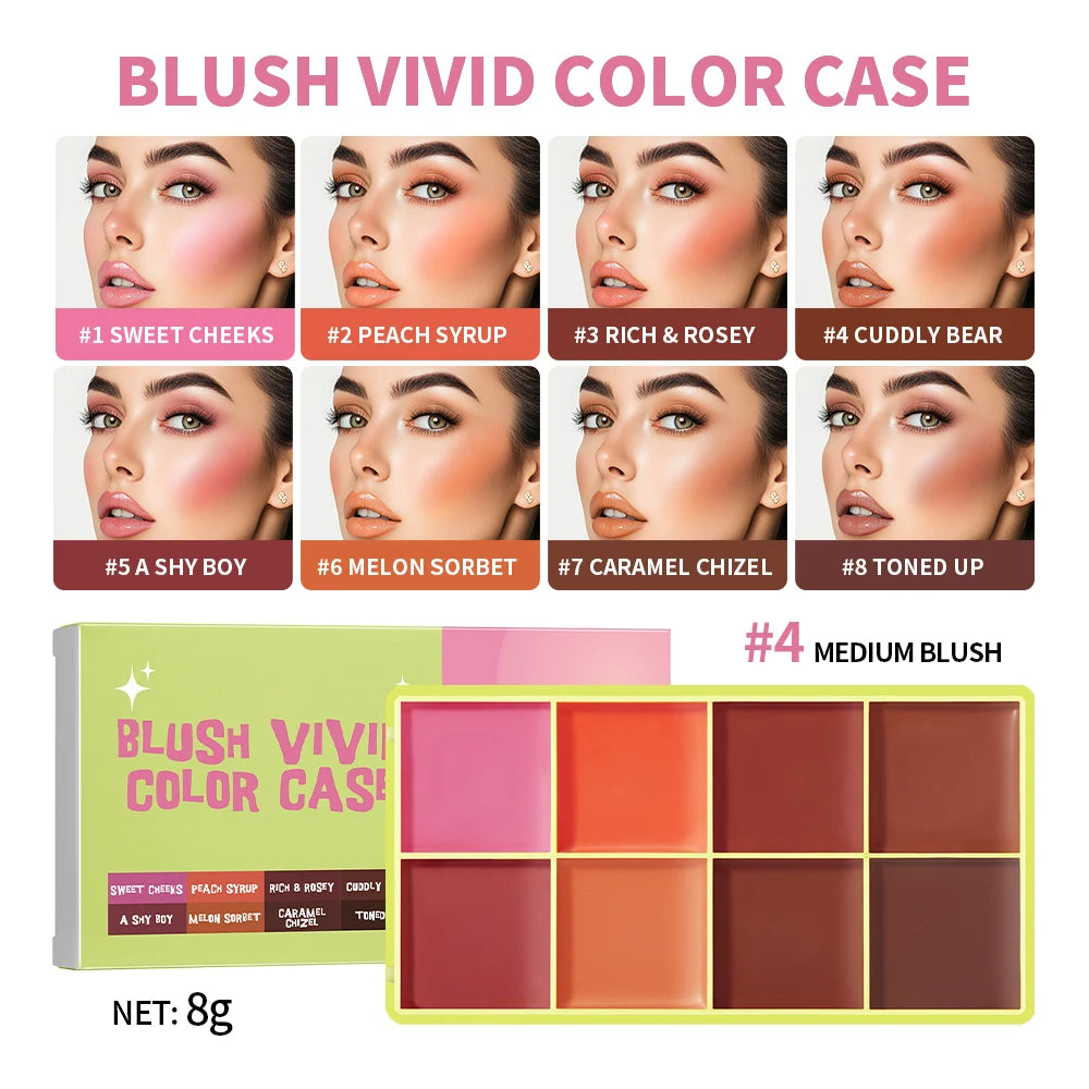8-Color Cream Highlighter and Blush Makeup Palette