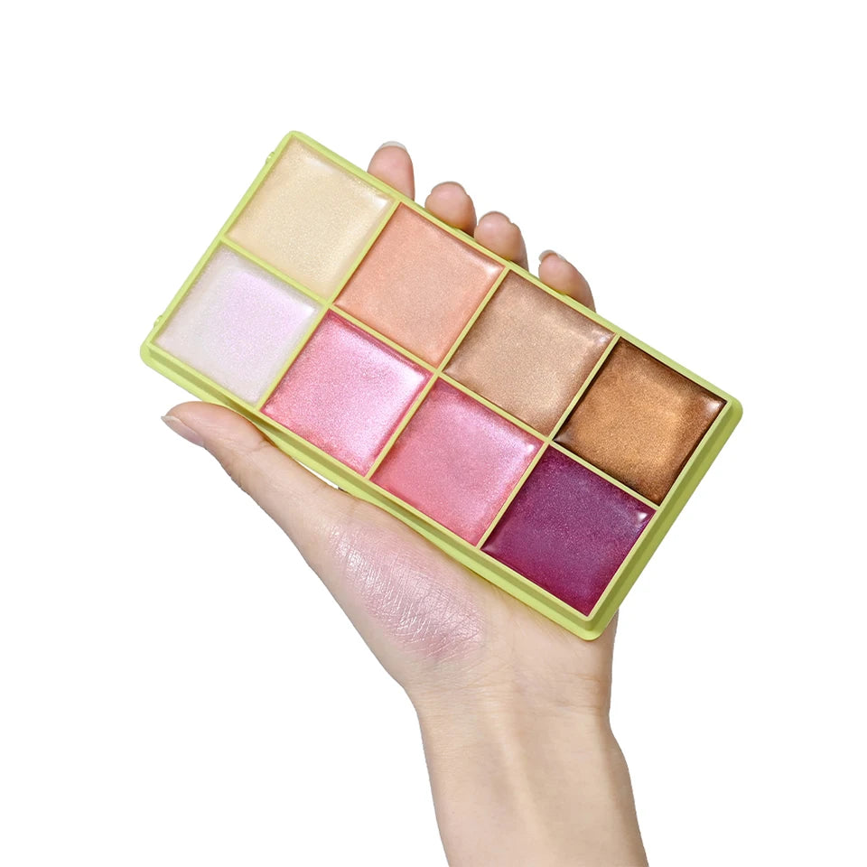 8-Color Cream Highlighter and Blush Makeup Palette - 21