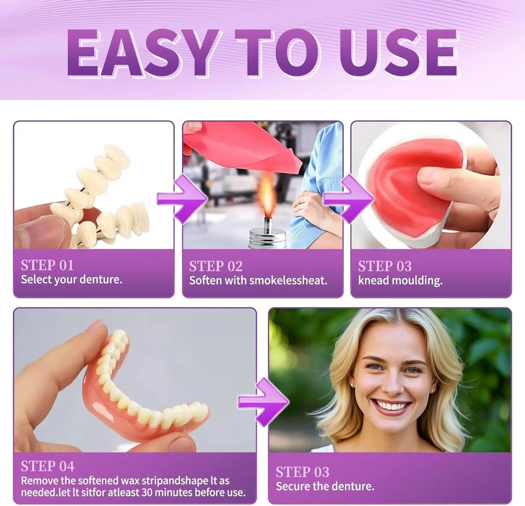 Adjustable Cosmetic Denture Set with Travel Case for Instant Smile