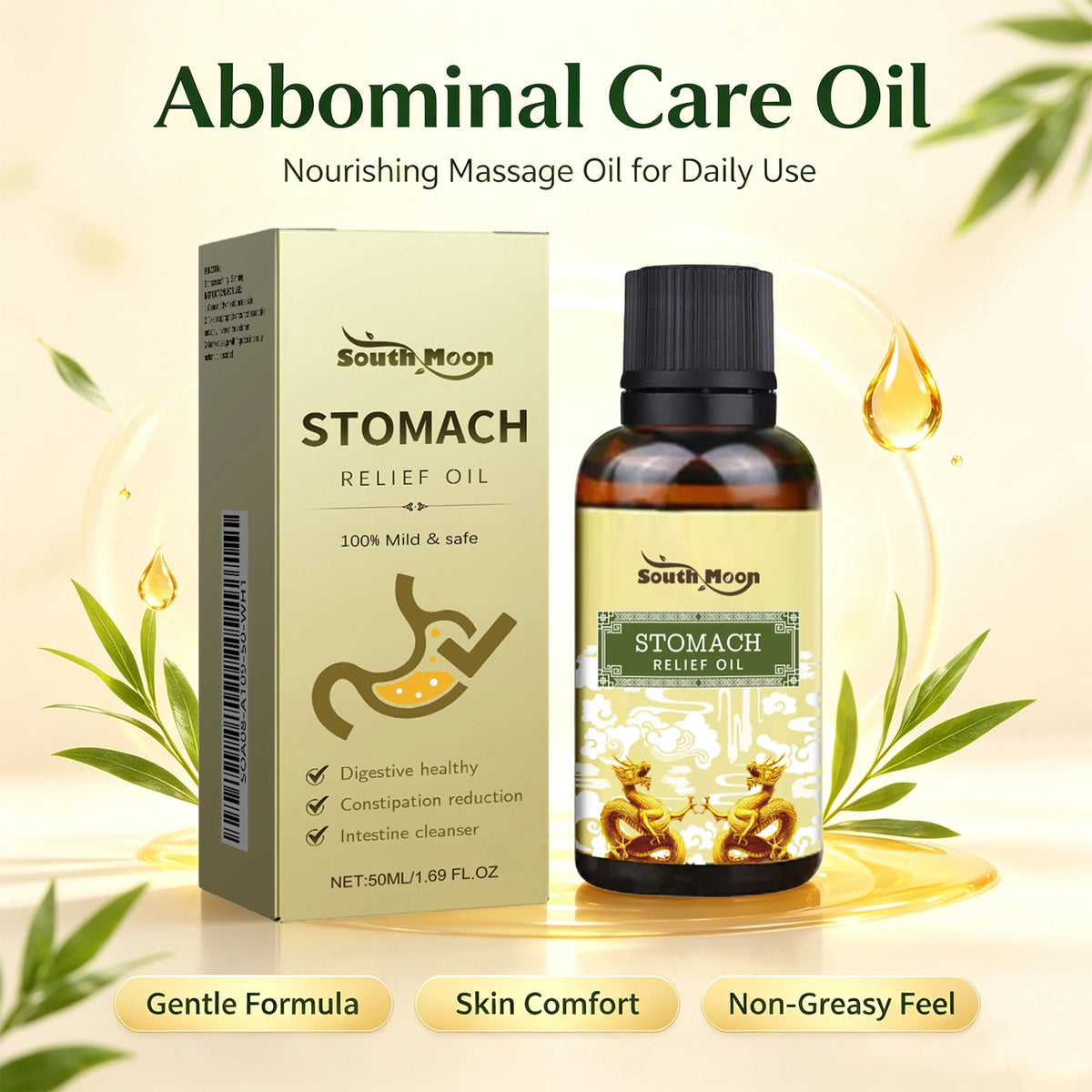 Herbal Abdominal Massage Oil for Natural Constipation Relief