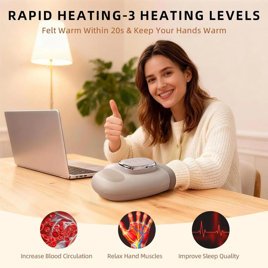 Rechargeable Hand and Wrist Massager with Heat and Air Compression