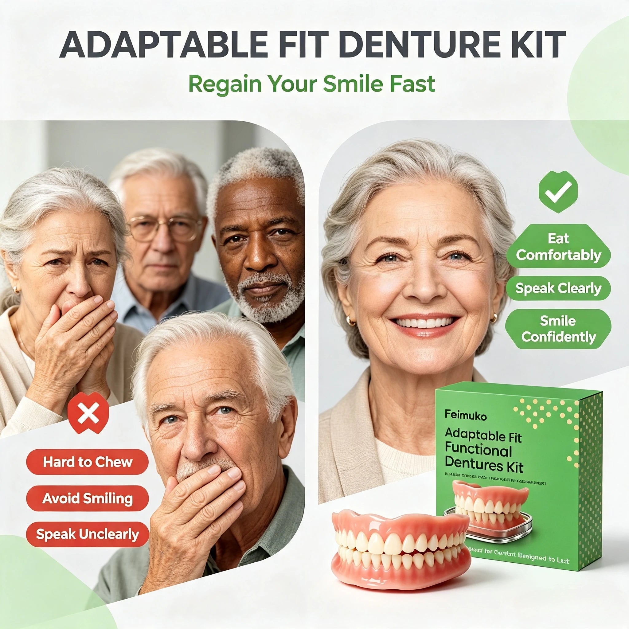 Instant Snap-On Silicone Dentures for Natural Smile - 2