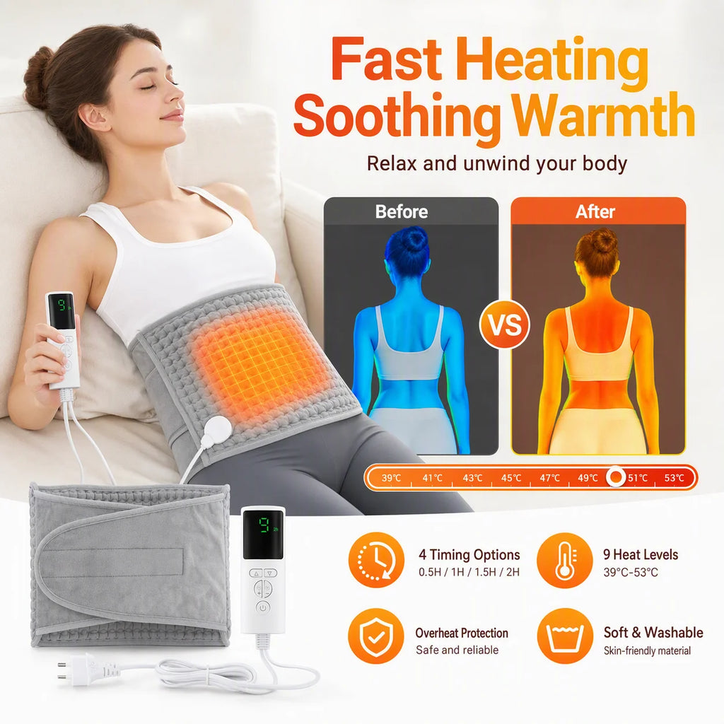 Electric Heated Waist Belt with 9 Heat Levels and Timer