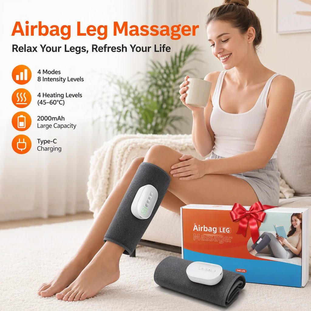 Cordless Heated Air Compression Leg Massager for Calf Relief