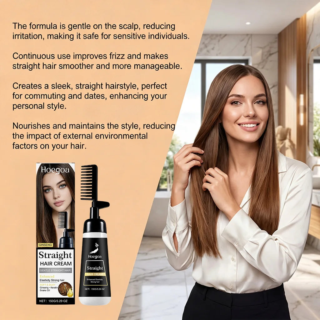 One-Step Hair Straightening Cream with Built-In Comb