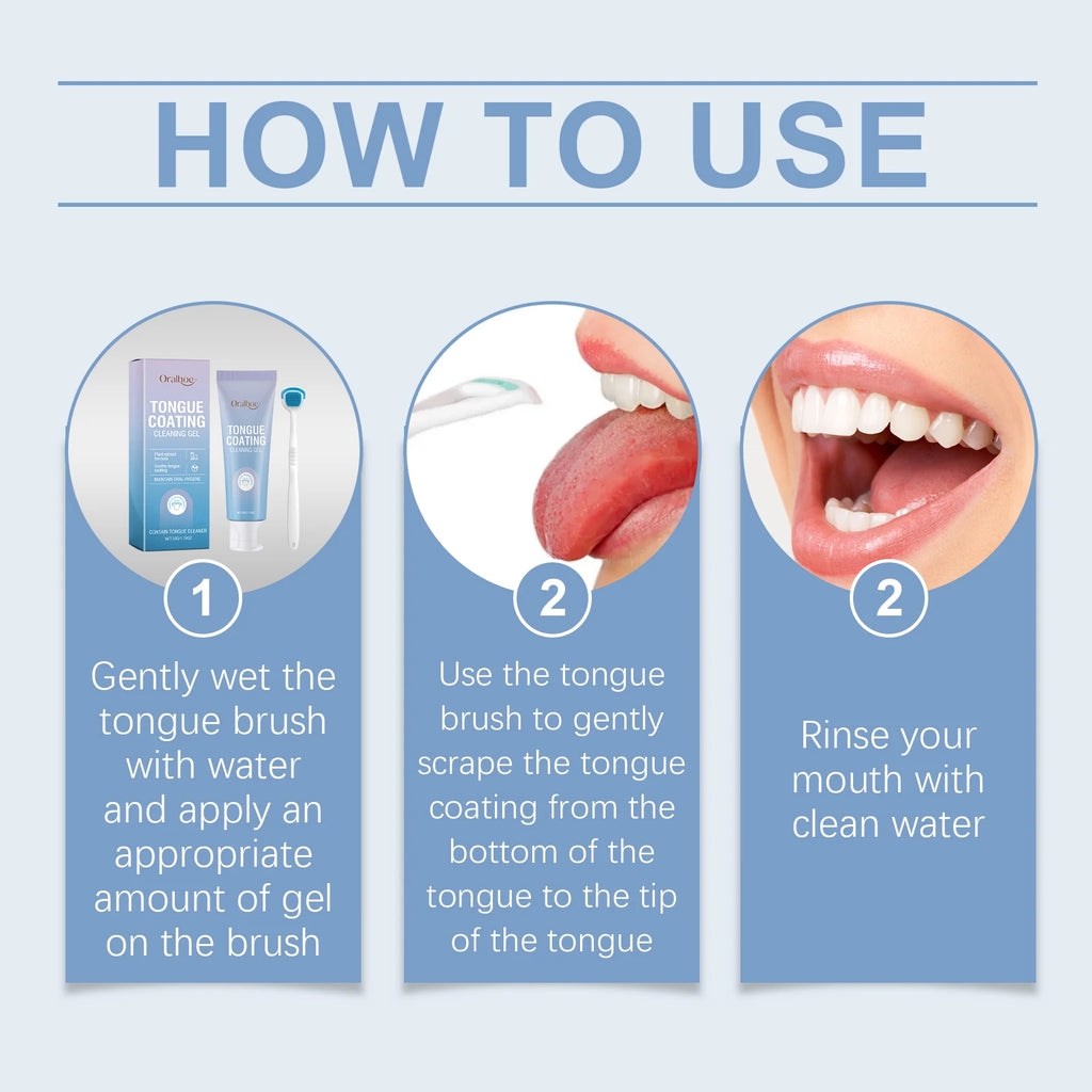 Tongue Cleaning Gel and Scraper Brush Kit for Fresh Breath