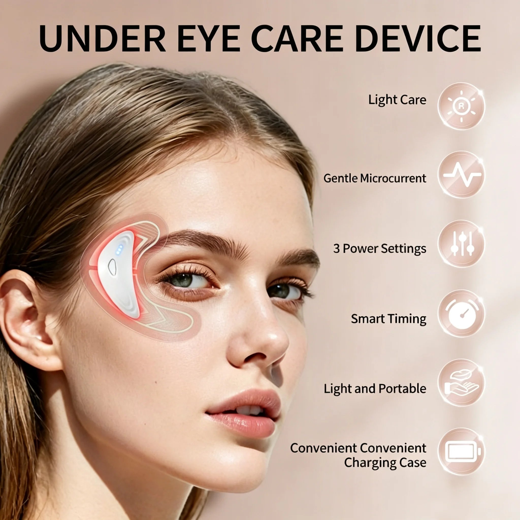 Red Light Microcurrent Under-Eye Massager for Dark Circles - 3
