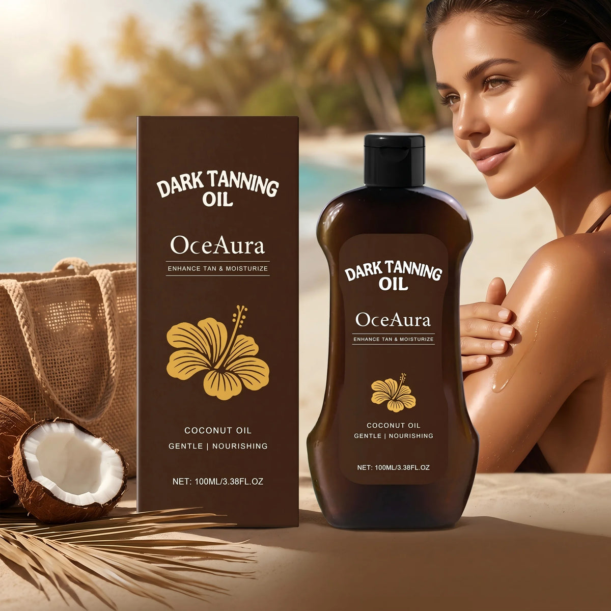 Coconut Oil Dark Tanning Body Oil for Deep Bronze Glow