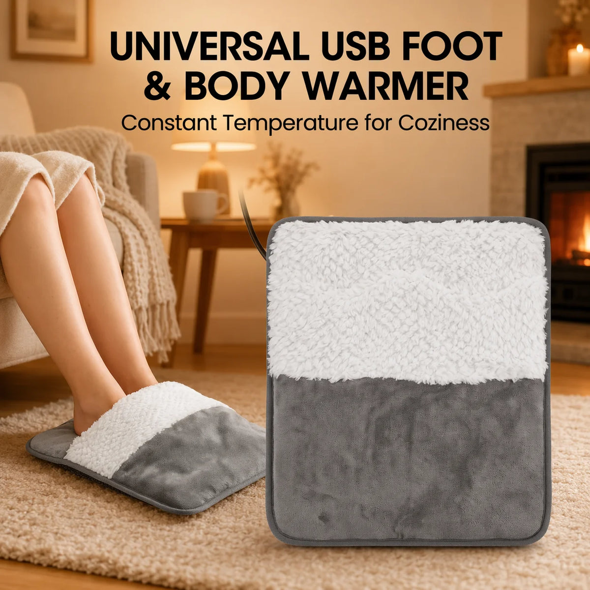 USB Heated Foot Warmer Mat for Desk and Home