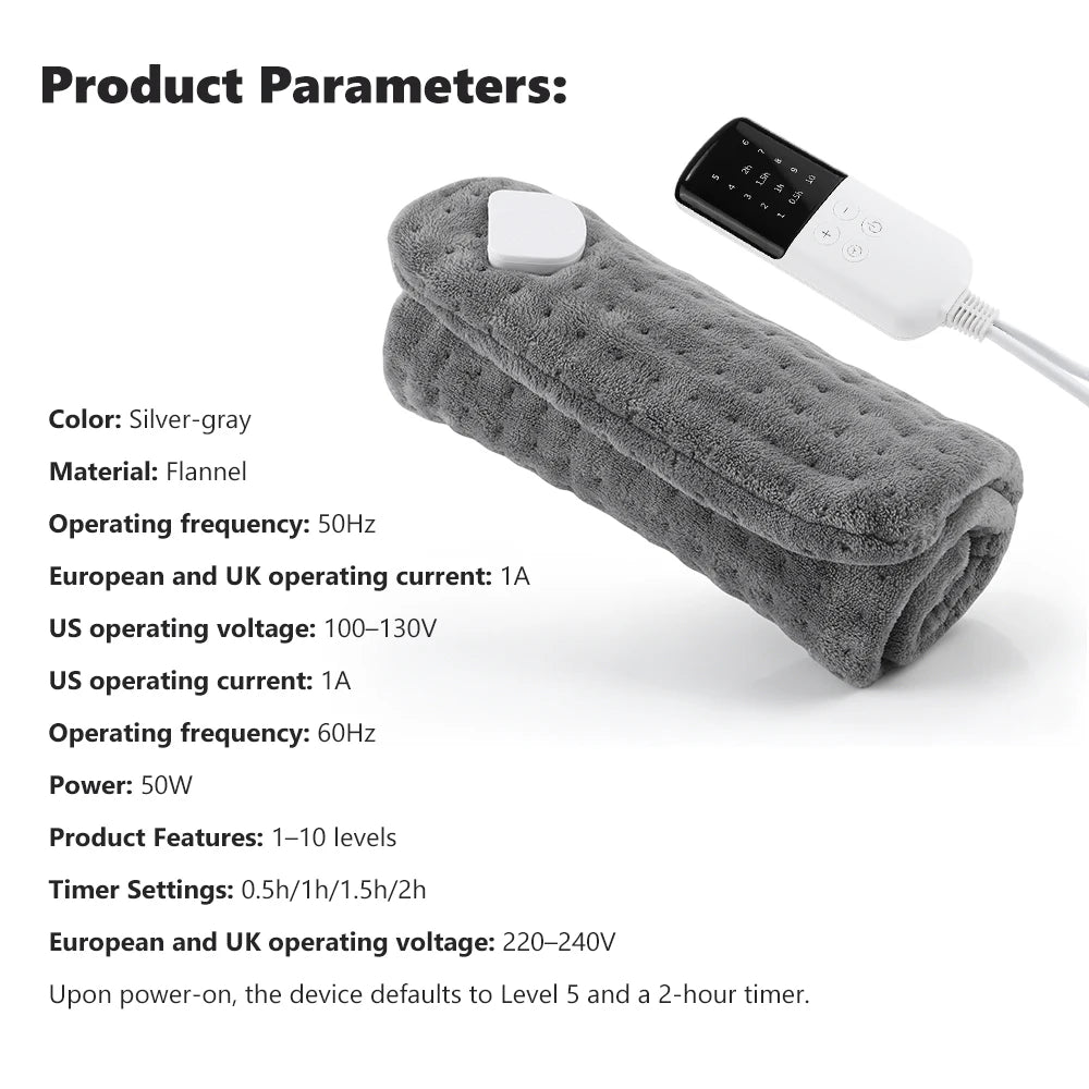 Electric Heating Pad for Back and Leg Pain Relief with Timer