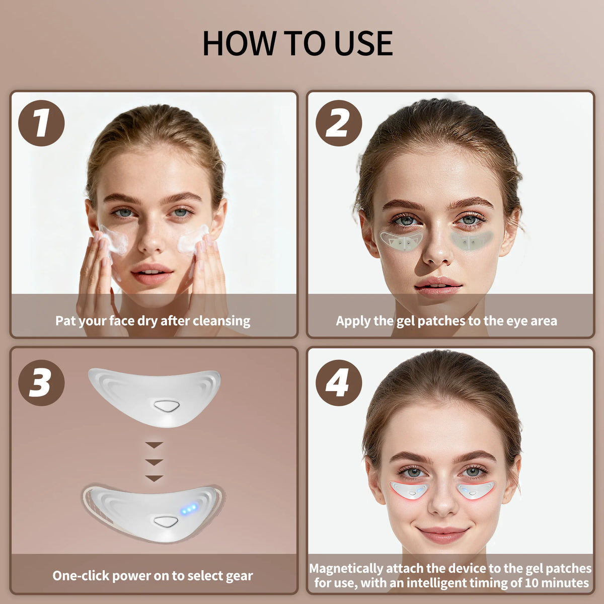 Red Light Microcurrent Under-Eye Massager for Dark Circles