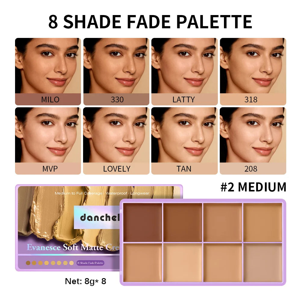 8-Shade Full Coverage Cream Concealer and Contour Palette - 22