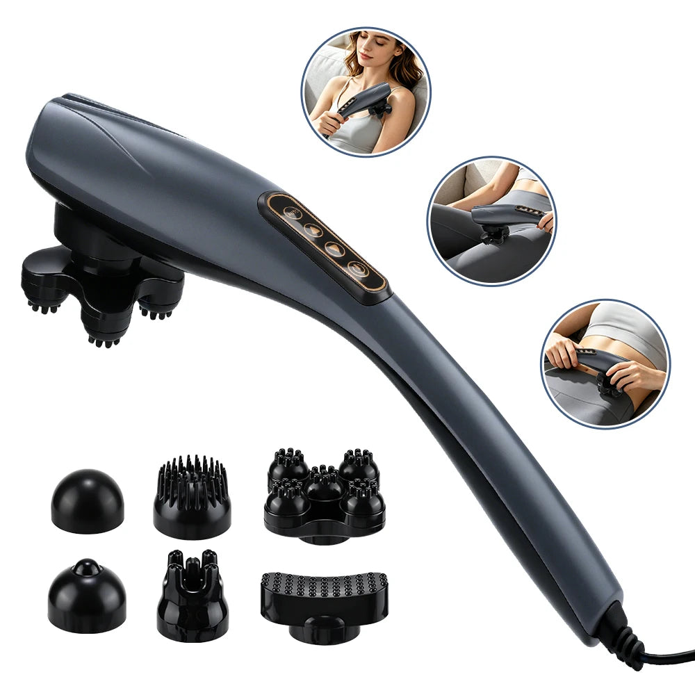 Electric Handheld Percussive Body Massager with 6 Attachments - 1