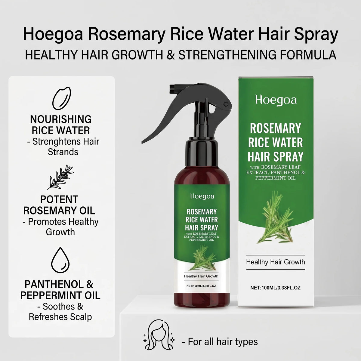 Rosemary Rice Water Hair Growth and Strengthening Spray